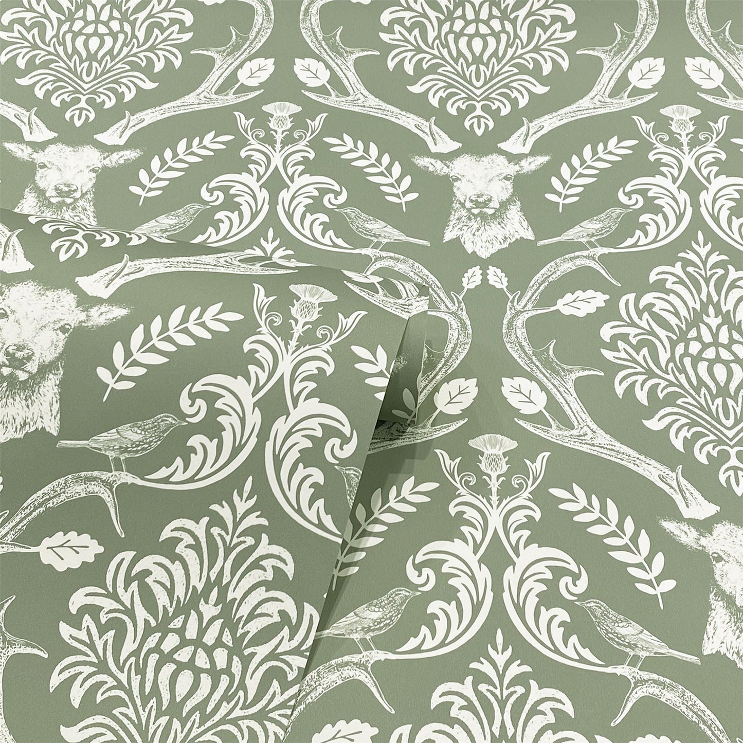 Stag Damask Sage Green sw12
