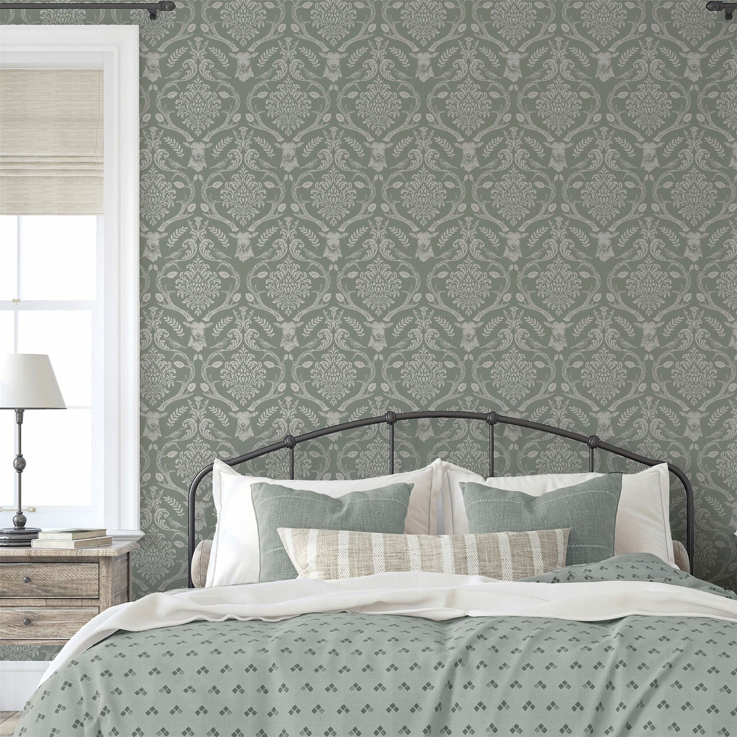 Stag Damask Sage Green sw12