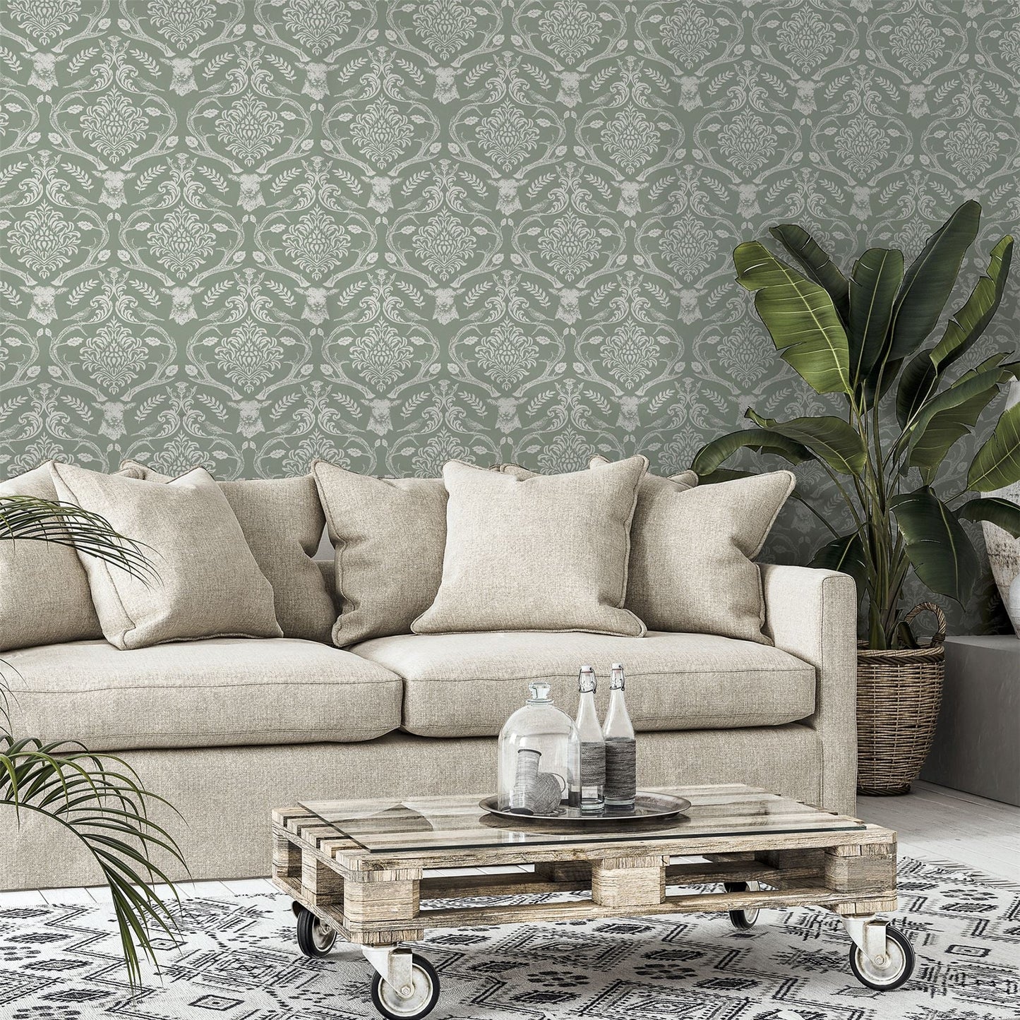 Stag Damask Sage Green sw12