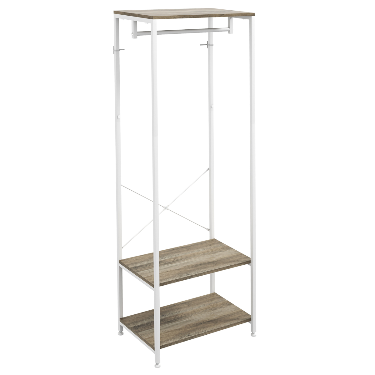 HOMCOM Coat Rack, 2-in-1 Clothes Stand with Shoe Storage for Hallway, Black