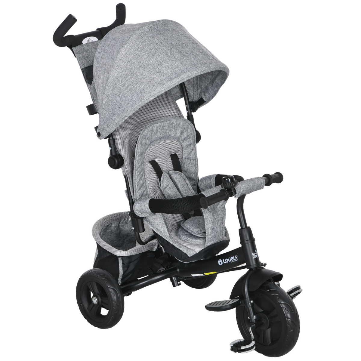 HOMCOM 6 in 1 Kids Trike, Stroller with Parent Handle, Green