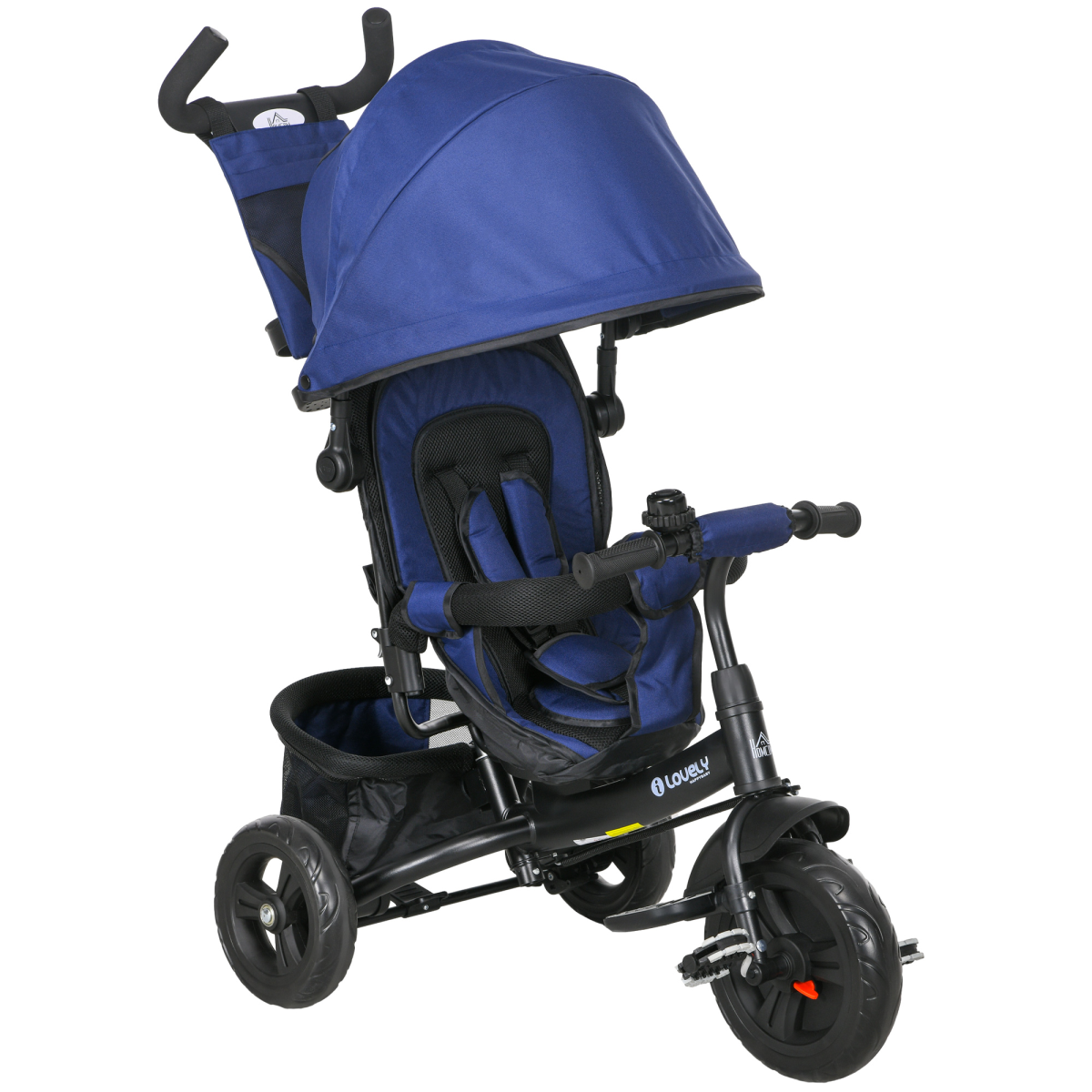 HOMCOM 6 in 1 Kids Trike, Stroller with Parent Handle, Green