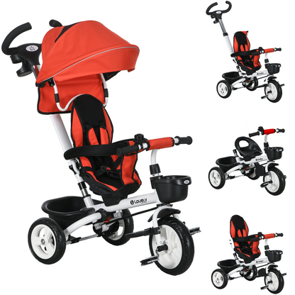 HOMCOM 6 in 1 Trike for Toddler 1-5 Years with Parent Handle, Dark Blue