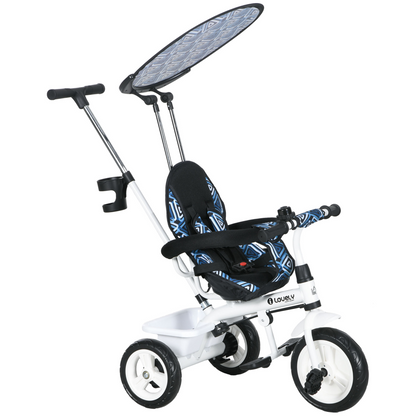 HOMCOM 6 in 1 Kids Tricycle w/ Removable Handle for 1.5+ year, Blue