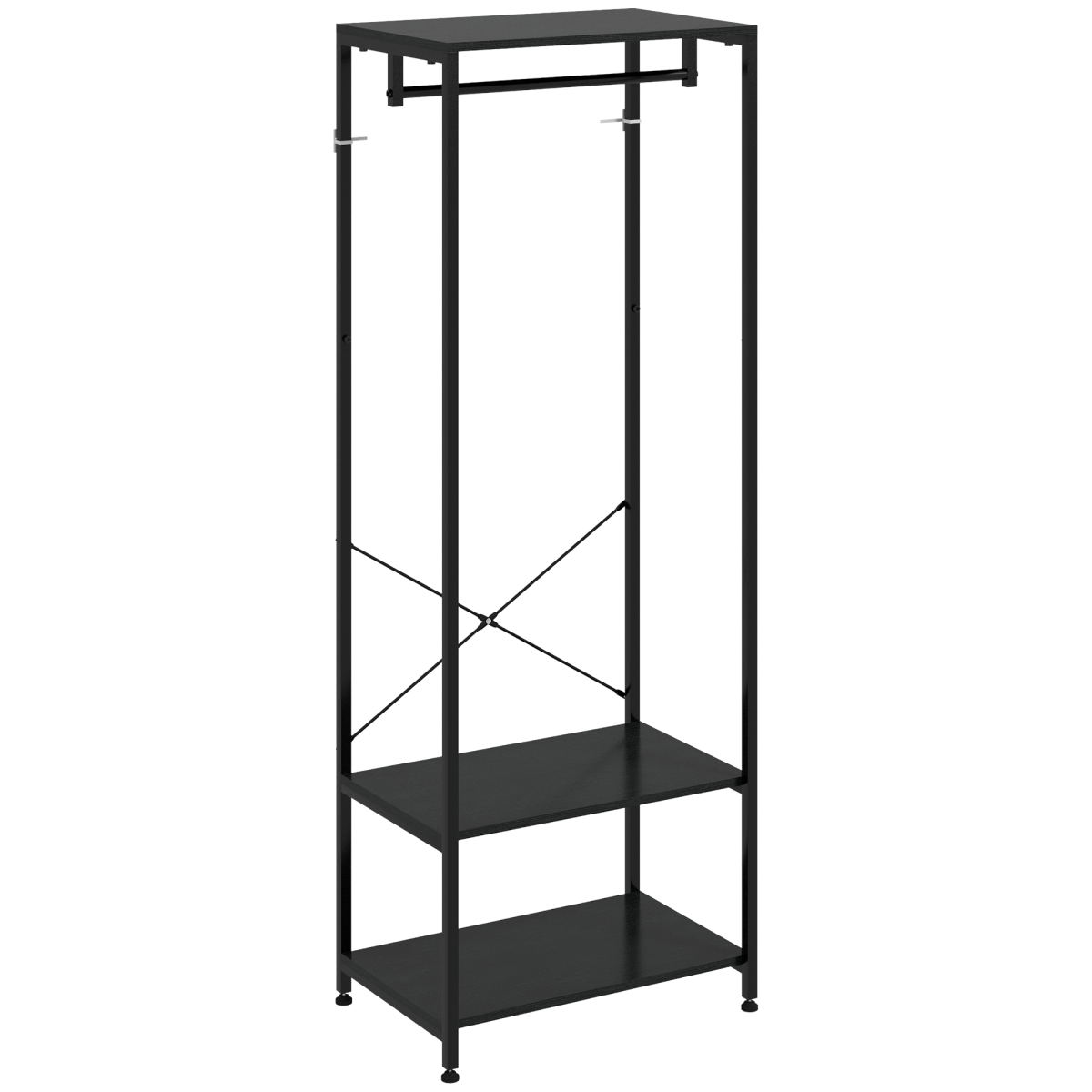 HOMCOM Coat Rack, 2-in-1 Clothes Stand with Shoe Storage for Hallway, Black