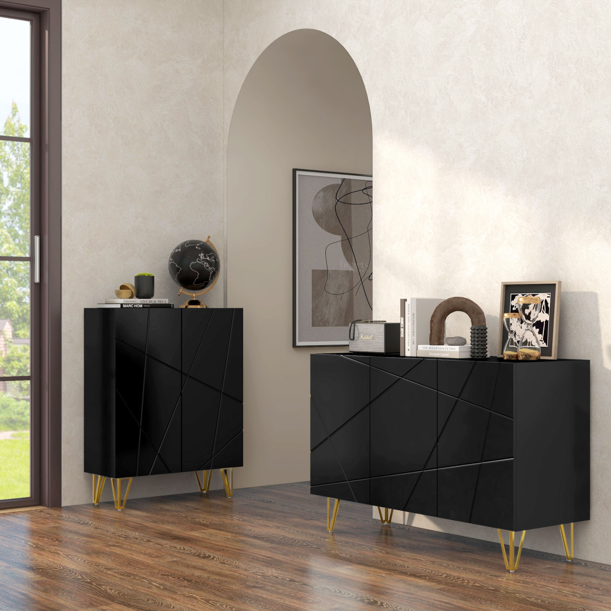 HOMCOM Freestanding Storage Cabinet with Adjustable Shelves for Living Room