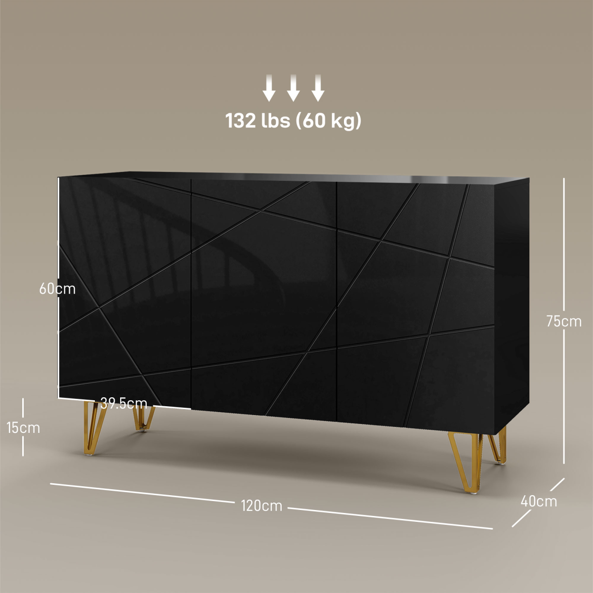 HOMCOM Freestanding Storage Cabinet with Adjustable Shelves for Living Room