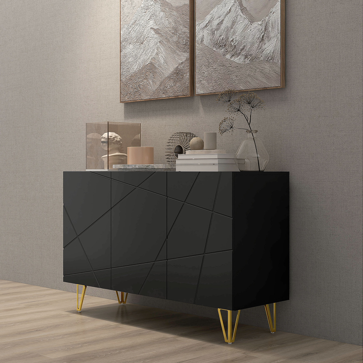 HOMCOM Freestanding Storage Cabinet with Adjustable Shelves for Living Room
