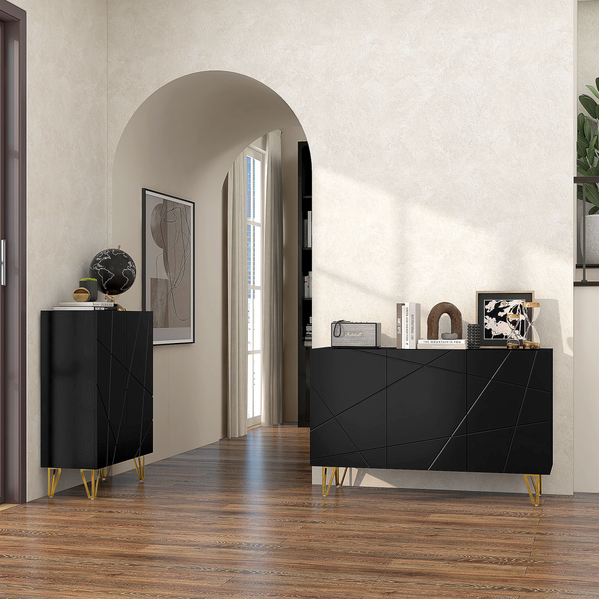 HOMCOM Freestanding Storage Cabinet with Adjustable Shelves for Living Room