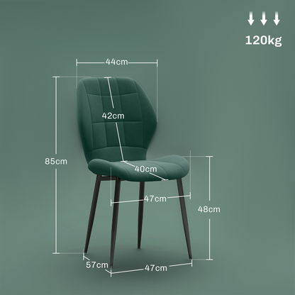 HOMCOM Modern Style Kitchen Chairs Set of 4 with Flannel Upholstered, Light Grey