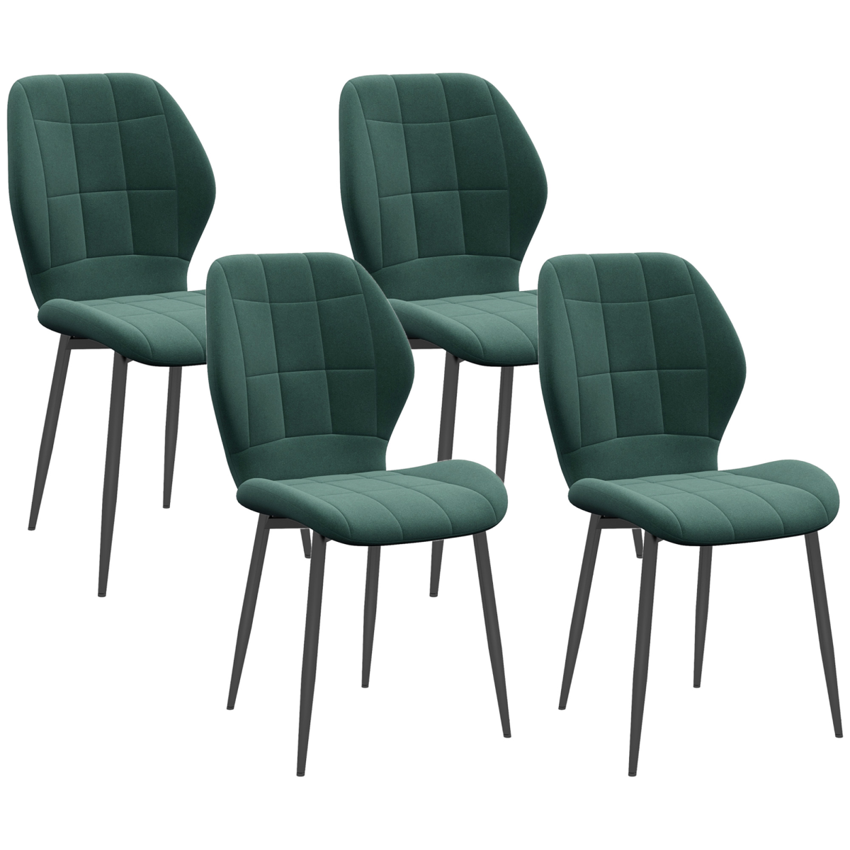 HOMCOM Modern Style Kitchen Chairs Set of 4 with Flannel Upholstered, Light Grey