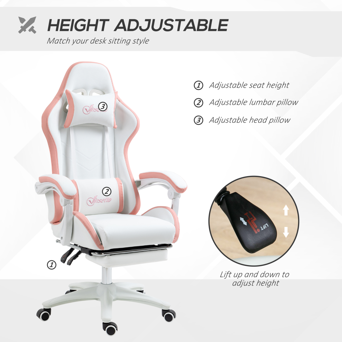 Vinsetto Racing Style Gaming Chair with Reclining Function Footrest, Blue