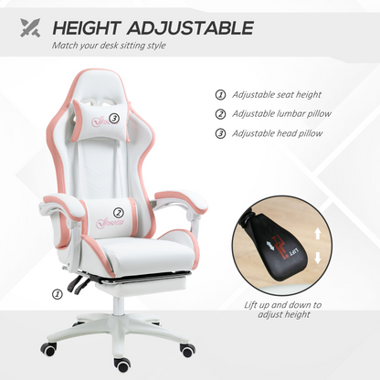 Vinsetto Racing Style Gaming Chair with Reclining Function Footrest, Blue