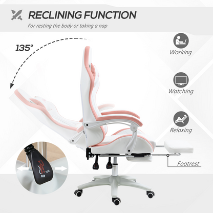 Vinsetto Racing Style Gaming Chair with Reclining Function Footrest, Blue