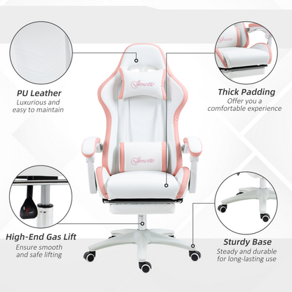 Vinsetto Racing Style Gaming Chair with Reclining Function Footrest, Blue