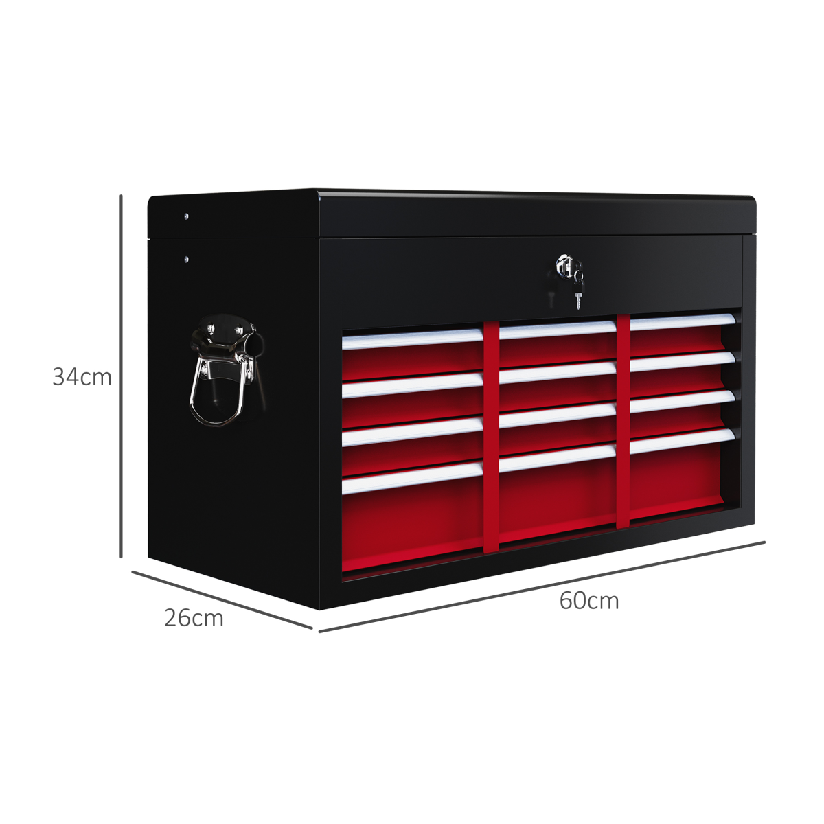 HOMCOM Lockable Metal Tool Chest w/ 6 Drawer, Ball Bearing Runners, Black