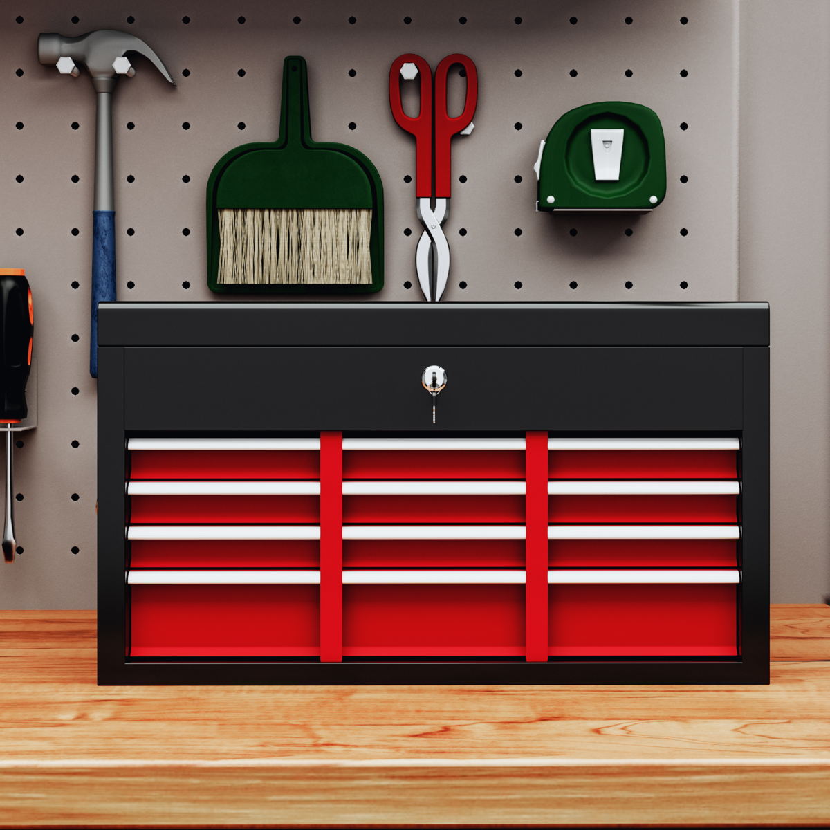 HOMCOM Lockable Metal Tool Chest w/ 6 Drawer, Ball Bearing Runners, Black