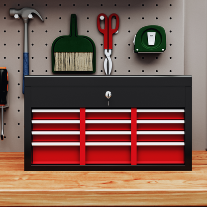 HOMCOM Lockable Metal Tool Chest w/ 6 Drawer, Ball Bearing Runners, Black