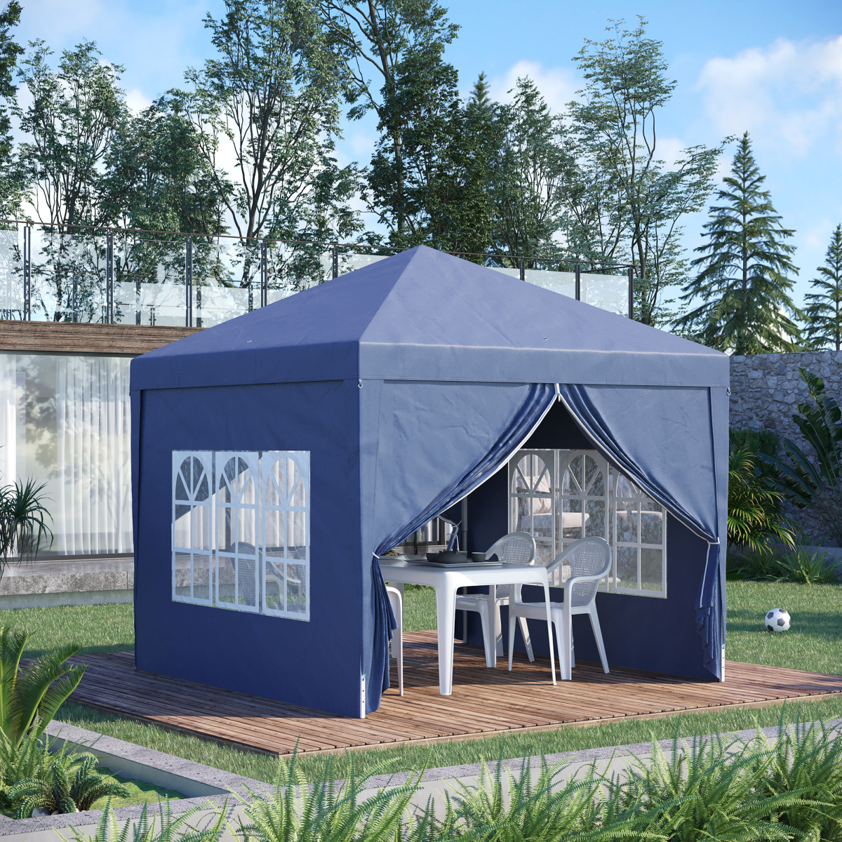 Outsunny 2mx2m Pop Up Gazebo Party Tent Canopy Marquee with Storage Bag Grey