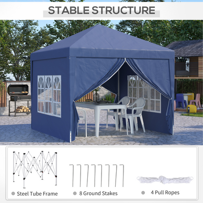 Outsunny 2mx2m Pop Up Gazebo Party Tent Canopy Marquee with Storage Bag Grey