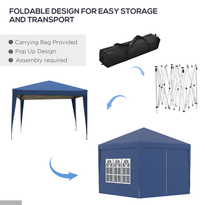 Outsunny 2mx2m Pop Up Gazebo Party Tent Canopy Marquee with Storage Bag Grey