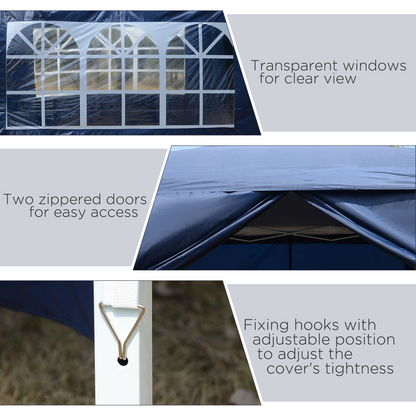 Outsunny 2mx2m Pop Up Gazebo Party Tent Canopy Marquee with Storage Bag Grey