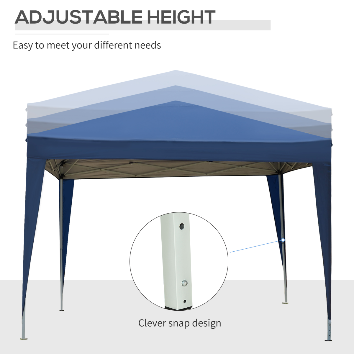Outsunny 2mx2m Pop Up Gazebo Party Tent Canopy Marquee with Storage Bag Grey