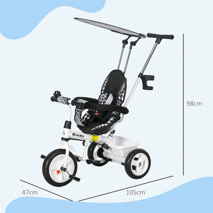 HOMCOM 6 in 1 Kids Tricycle w/ Removable Handle for 1.5+ year, Blue