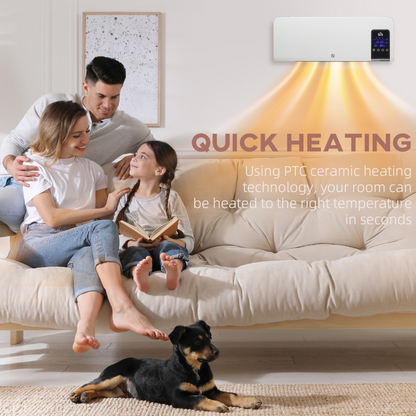 HOMCOM 2000W Wall Mounted Ceramic Heater with Remote Control for Home