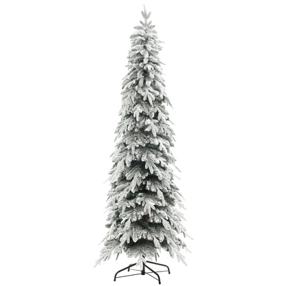 HOMCOM 6ft Flocked Pencil Christmas Tree with Auto Open, Steel Base