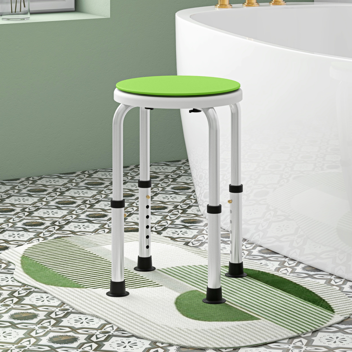 HOMCOM 360 Degree Swivel Shower Stool w/ Non-Slip Feet for Disabled