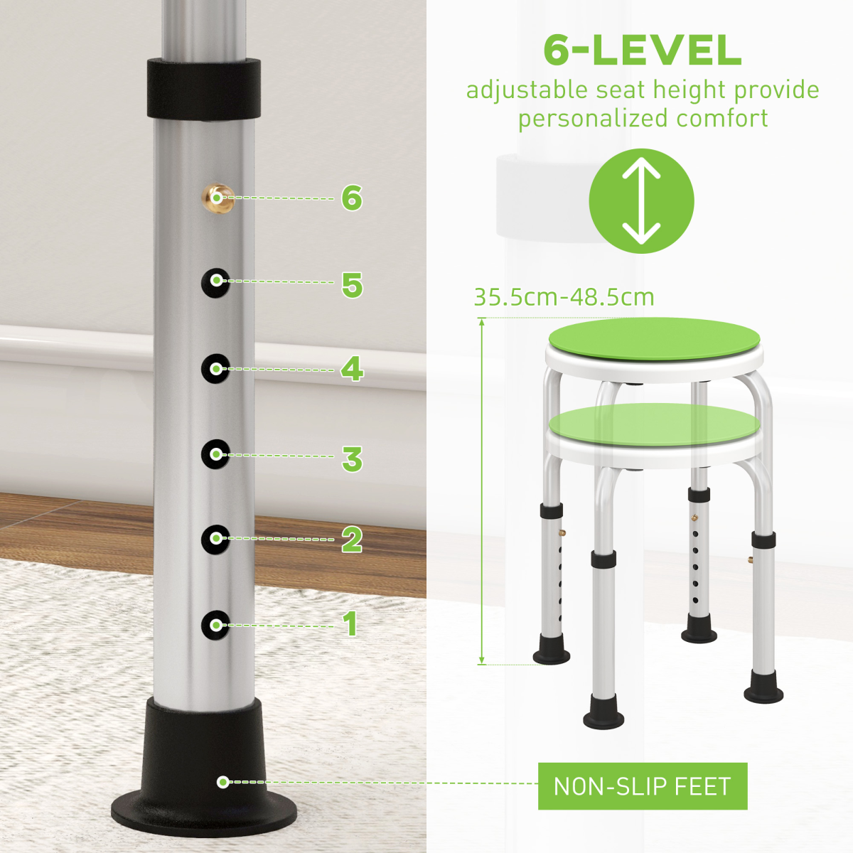 HOMCOM 360 Degree Swivel Shower Stool w/ Non-Slip Feet for Disabled