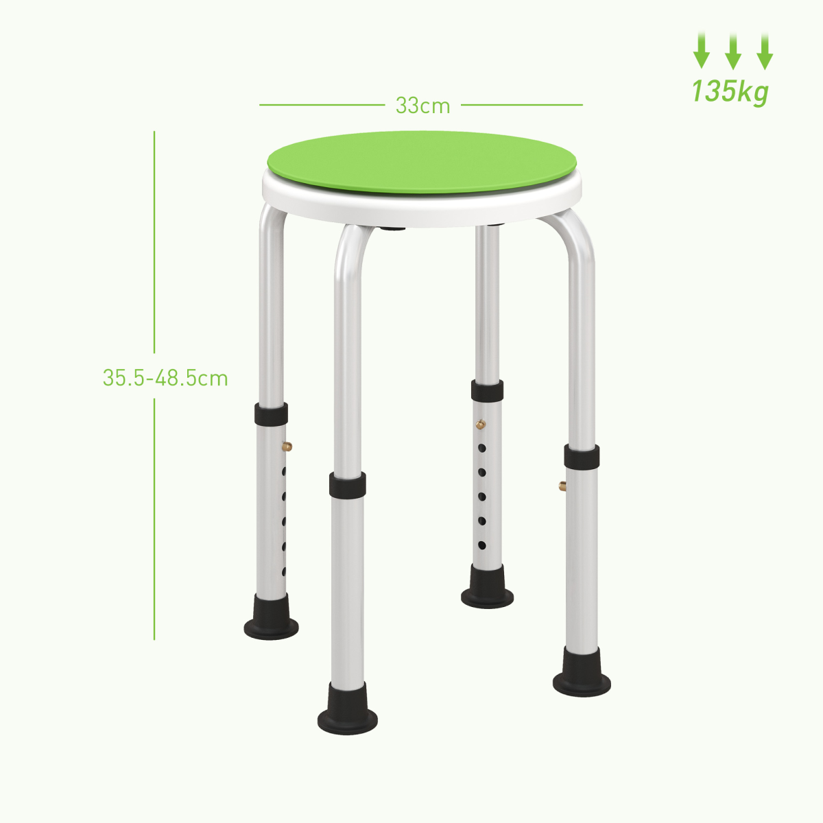 HOMCOM 360 Degree Swivel Shower Stool w/ Non-Slip Feet for Disabled