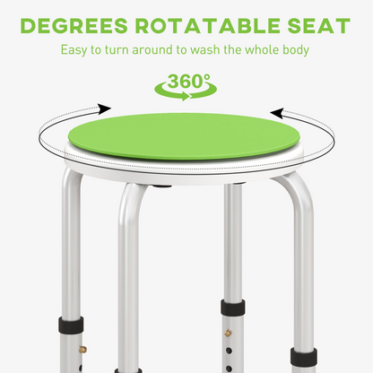 HOMCOM 360 Degree Swivel Shower Stool w/ Non-Slip Feet for Disabled