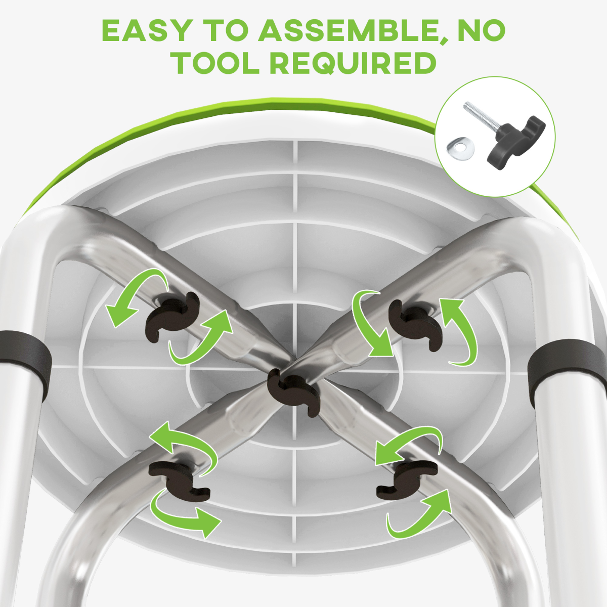 HOMCOM 360 Degree Swivel Shower Stool w/ Non-Slip Feet for Disabled
