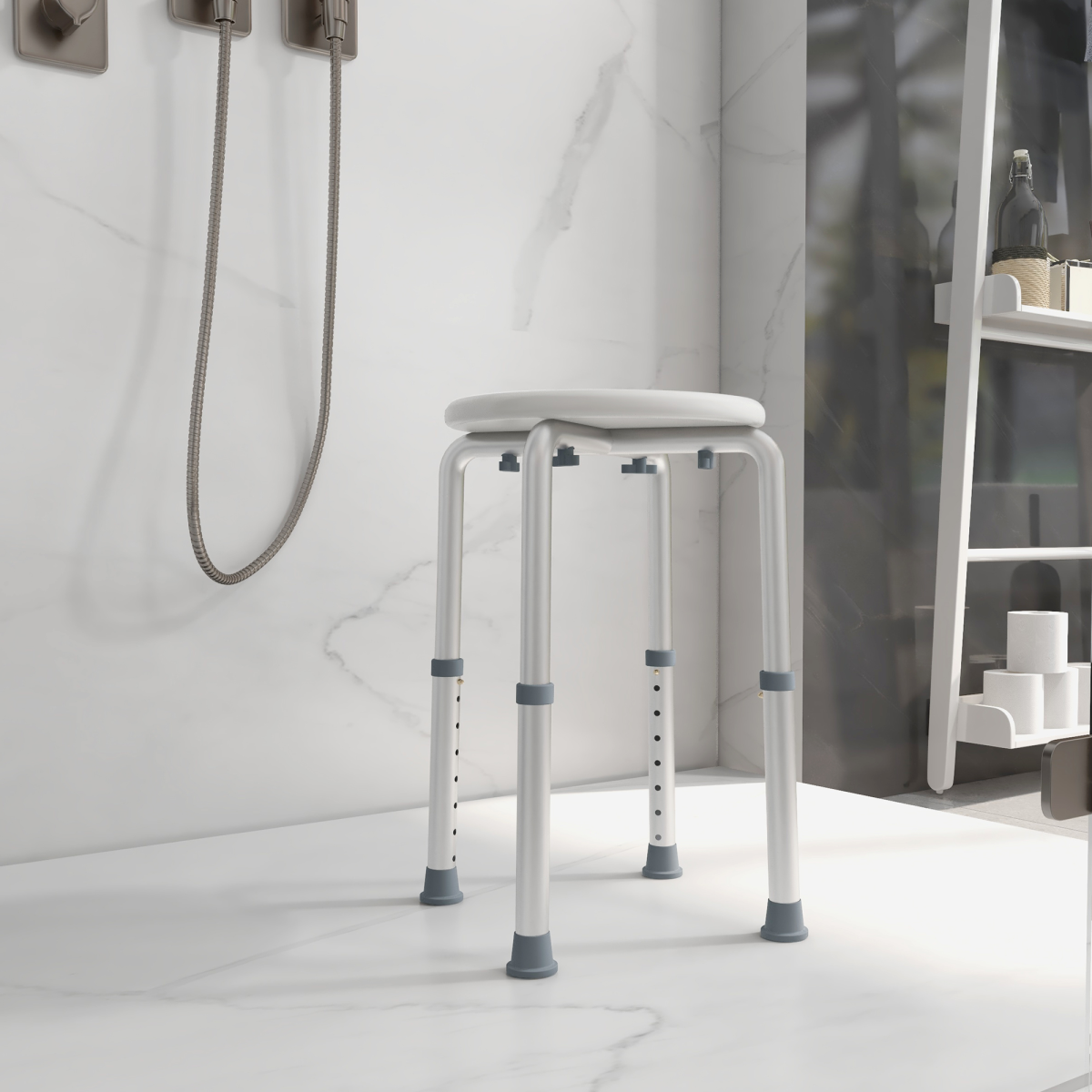 HOMCOM Bath Chair Height Adjustable Shower Seat for Elderly Disabled