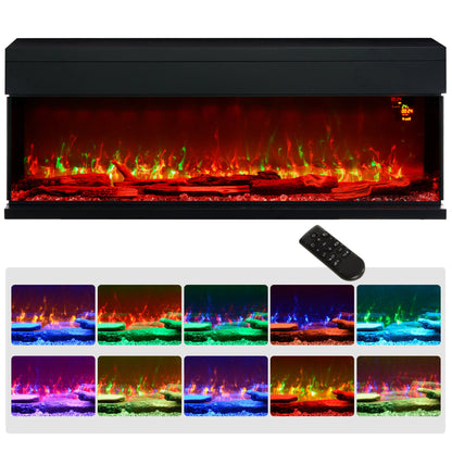 HOMCOM 127cm Electric Fireplace Recessed, Insert, Wall Mount, Freestanding