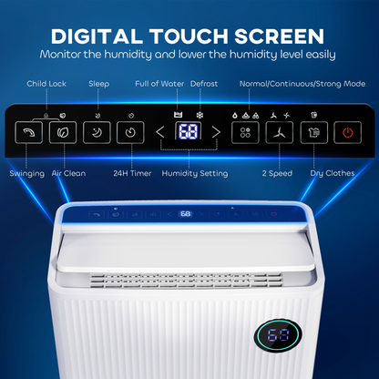 HOMCOM 16L/Day Quiet Air Dehumidifier with Purifier, UVC, Ioniser, Timer