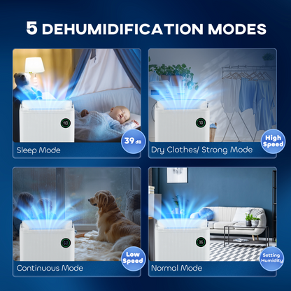 HOMCOM 16L/Day Quiet Air Dehumidifier with Purifier, UVC, Ioniser, Timer