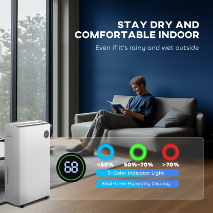 HOMCOM 16L/Day Quiet Air Dehumidifier with Purifier, UVC, Ioniser, Timer
