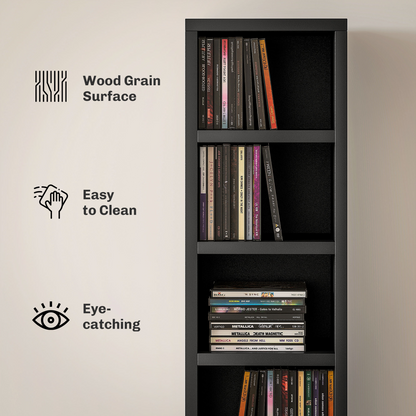 HOMCOM 204 CD Storage Tower Tall Bookcase Bookshelf with 12 Cubes