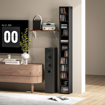 HOMCOM 204 CD Storage Tower Tall Bookcase Bookshelf with 12 Cubes