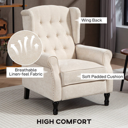 HOMCOM Manual Reclining Armchair Recliner with Footrest Beige