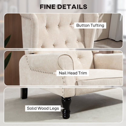 HOMCOM Manual Reclining Armchair Recliner with Footrest Beige