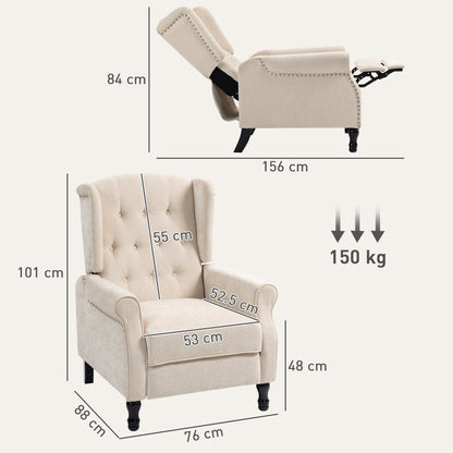 HOMCOM Manual Reclining Armchair Recliner with Footrest Beige