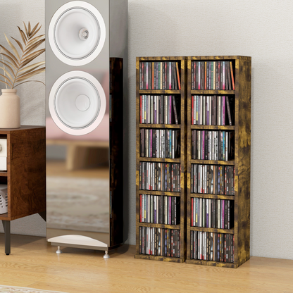 HOMCOM Set of 2 CD Storage Units with Adjustable Shelves
