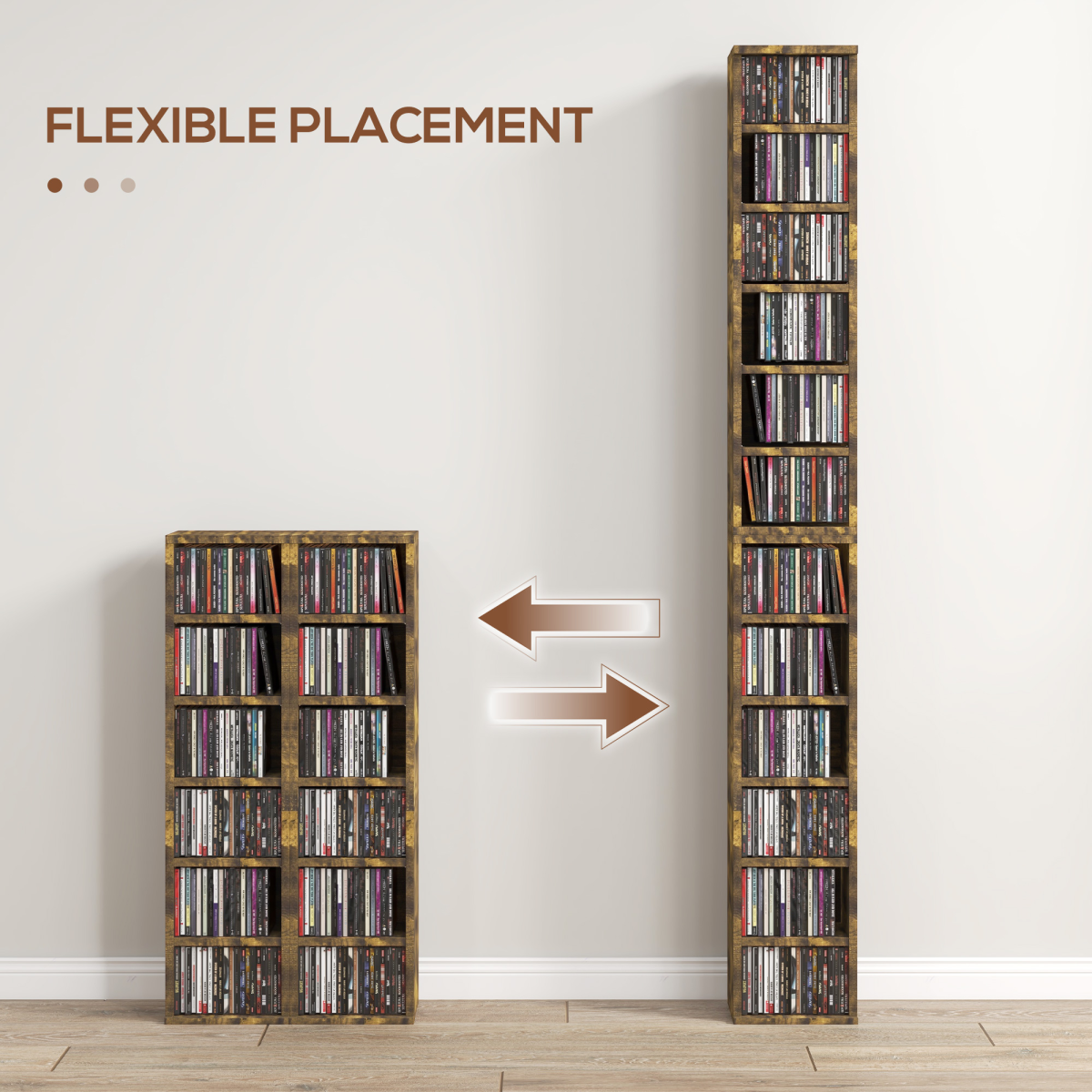 HOMCOM Set of 2 CD Storage Units with Adjustable Shelves