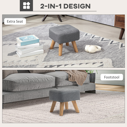 HOMCOM Modern Footstool, Fabric Foot Rest with Rubber Wood Legs