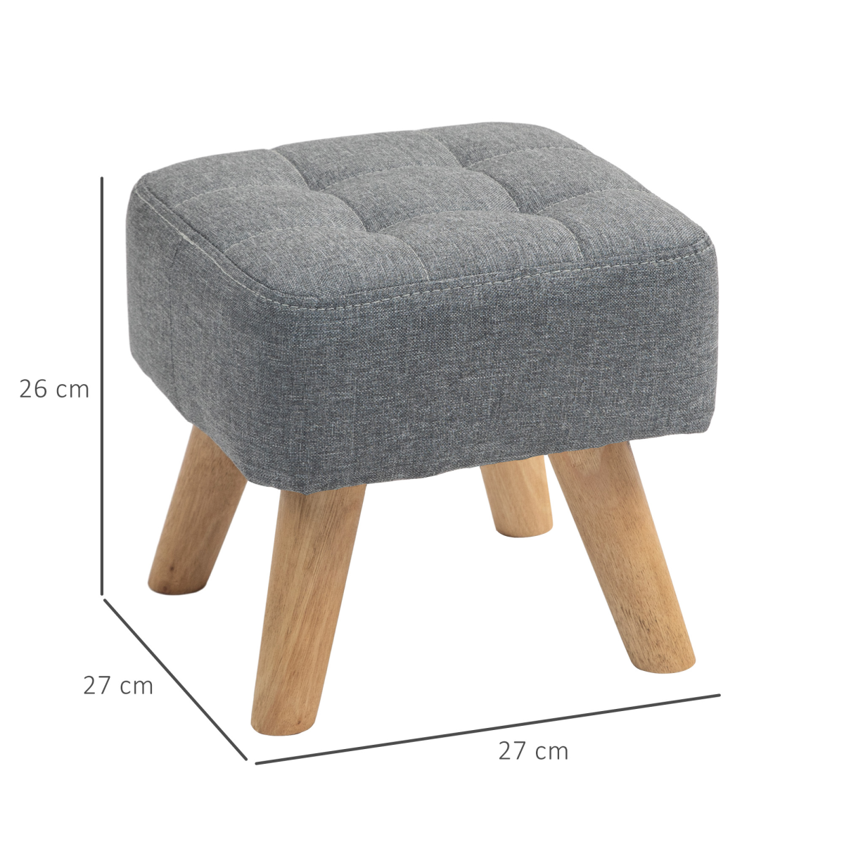 HOMCOM Modern Footstool, Fabric Foot Rest with Rubber Wood Legs