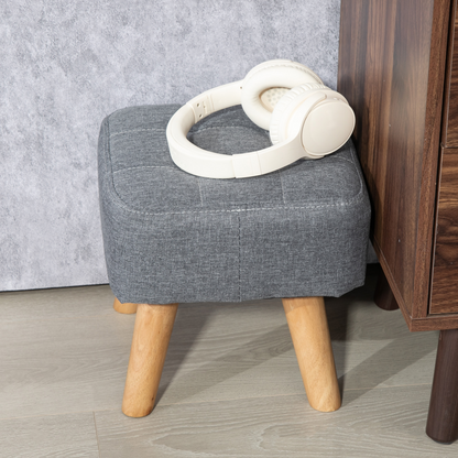 HOMCOM Modern Footstool, Fabric Foot Rest with Rubber Wood Legs